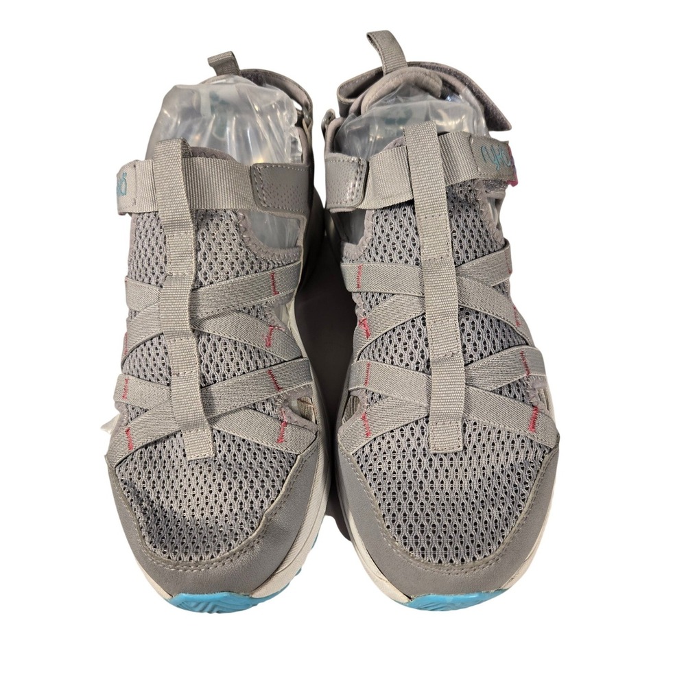 Ryka Sky Walk Trek Grey Pink Teal Hiking Sandals Womens 8.5 M Mesh Strappy Shoes